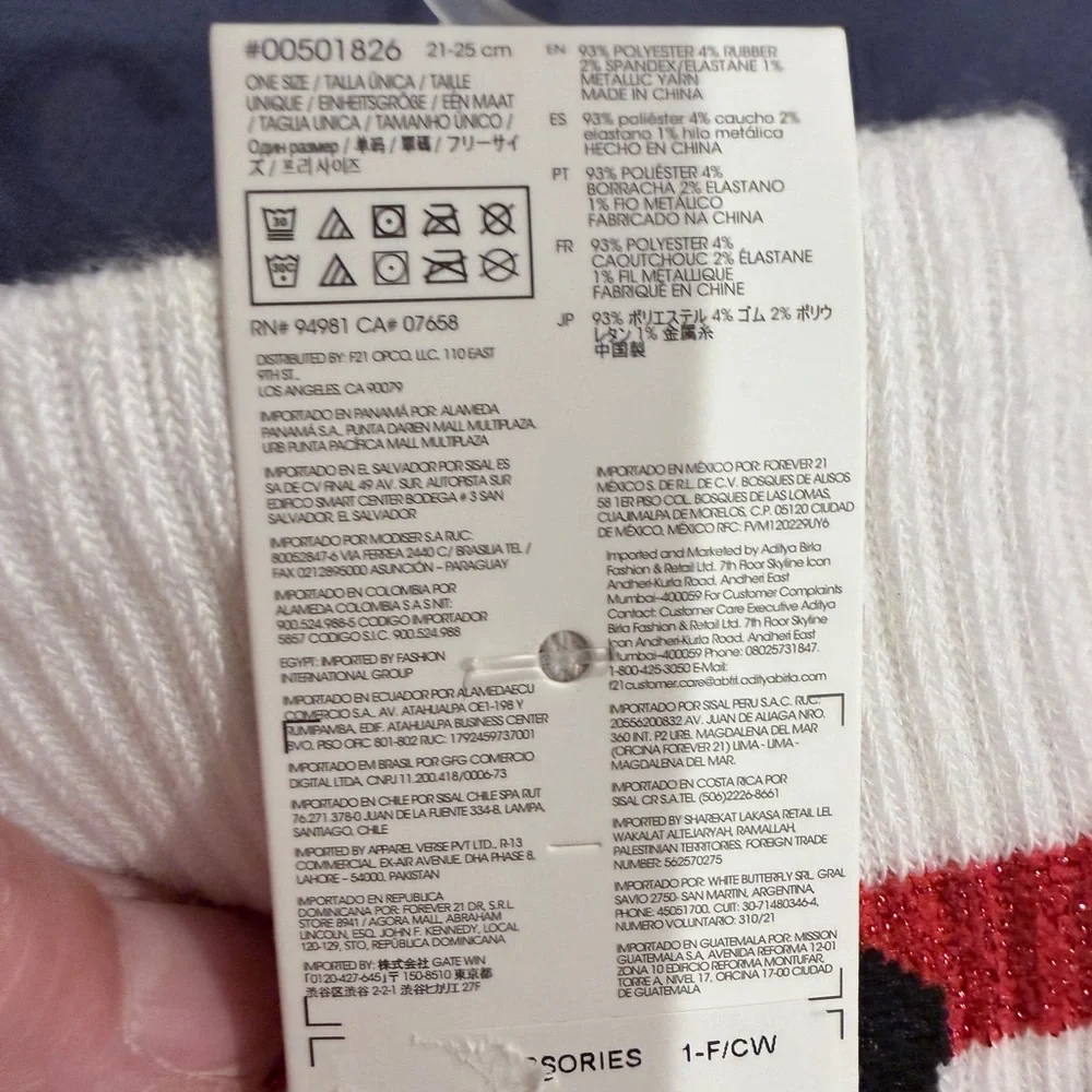 Disney x Forever 21 Red Striped Minnie Mouse Socks